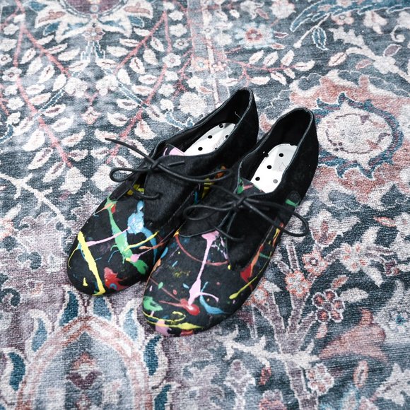 Lola Ramona Size 39 Cowhide Painted Retro Lace Up Shoes | Size 39 / US9 - Picture 2 of 12